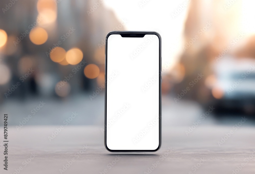Poster display path clipping blank white olated phone mobile background screen isolated object electronic d