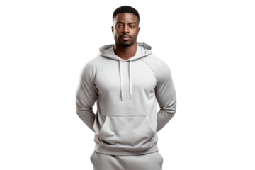 Athletic black man in sportswear isolated on white background
