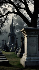 Fototapeta premium Ancient Cemetery with Gothic Architecture