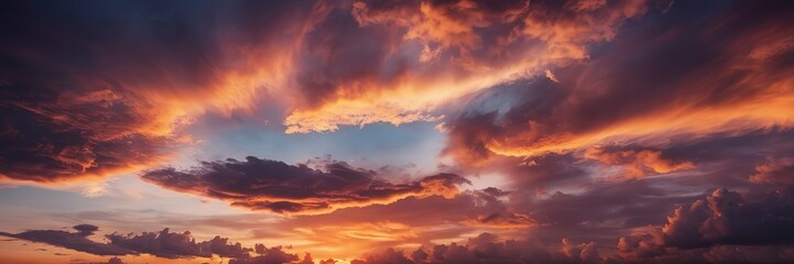 Fototapeta premium Beautiful evening sunrise over the sea, Wide cover background