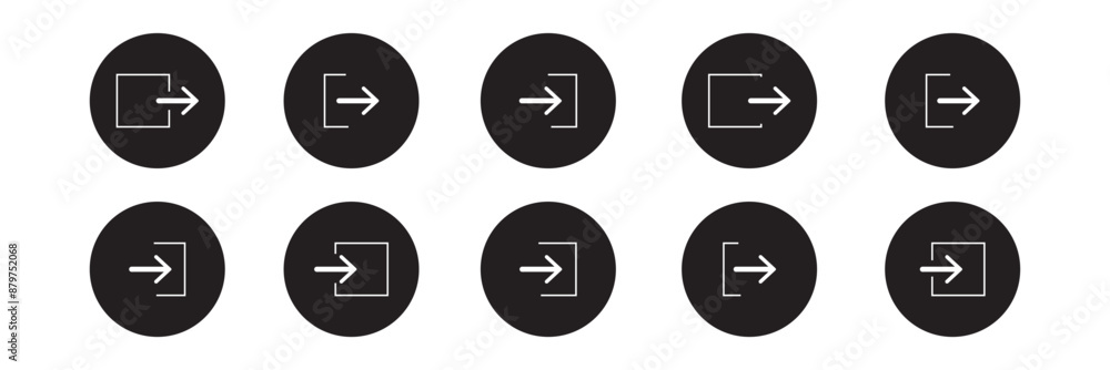 Poster arrow login account icon - enter symbol, log in icon button - arrow and door icon entry symbols in f