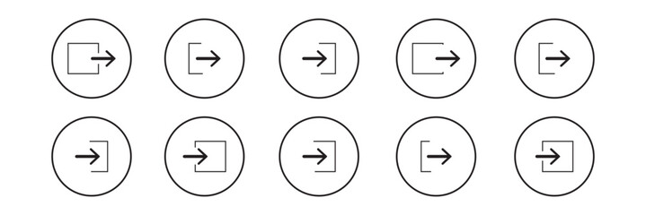 exit icon set on white background, eps10