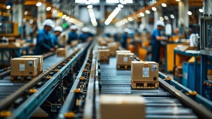 conveyor belt in warehouse