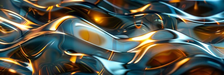 An intricate liquid metal design with smooth swirls and shiny reflections, giving a chic and futuristic vibe