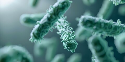 Fototapeta premium Examining Various Shapes of Probiotic Bacteria under Microscope in a Scientific Medical Setting. Concept Probiotic Bacteria, Microscope Examination, Scientific Research, Medical Setting