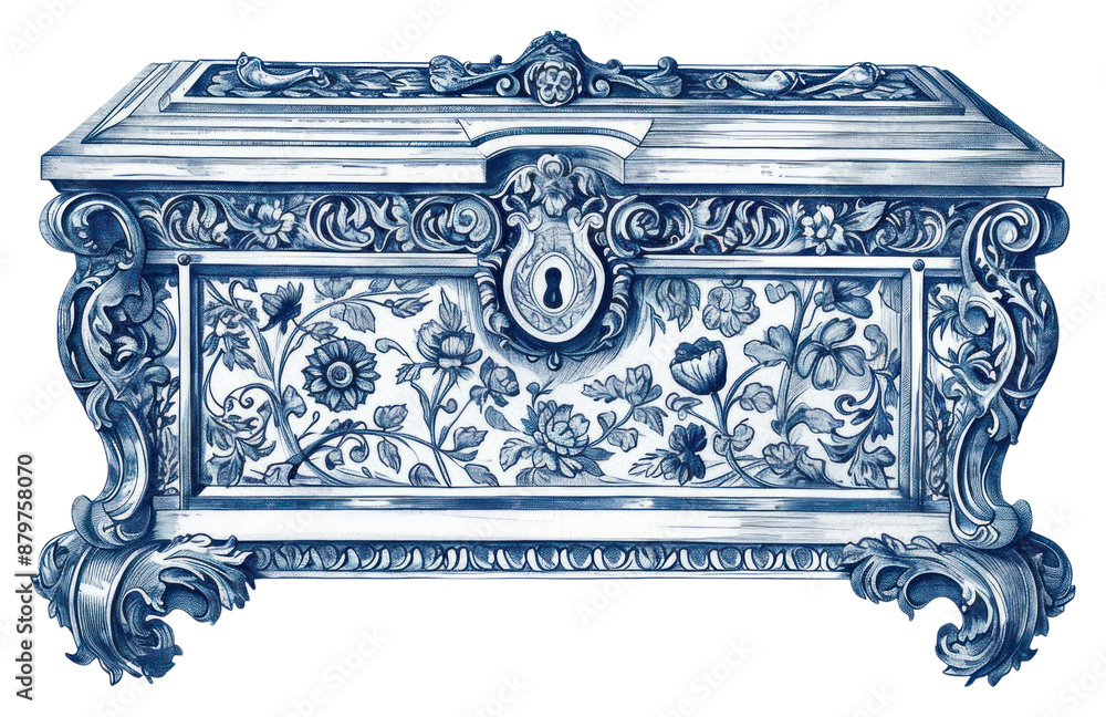 Sticker PNG  Antique of casket furniture porcelain drawing.