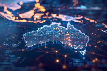 Digital map of Australia network and connectivity created with Generative AI