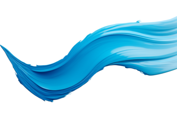 Diagonal brush stroke of blue paint, flowing pattern Isolated on white background