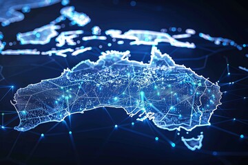 Digital map of Australia network and connectivity created with Generative AI
