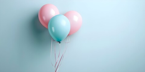 Balloons in pink and blue hues set against a light background for a gender reveal celebration. Concept Gender Reveal Photoshoot, Pink and Blue Balloons, Light Background, Celebration Photography