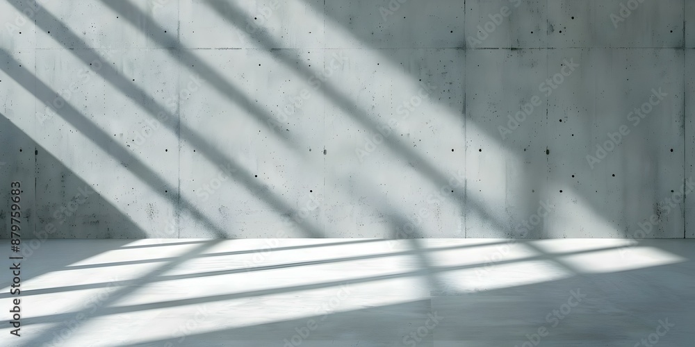 Poster shadows of diagonal patterns on the floor created by small holes in a concrete wall. concept pattern