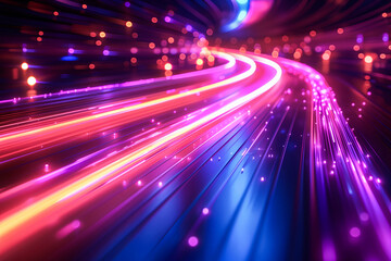 Obraz premium Abstract Purple and Blue Light Speed Background with Streaks