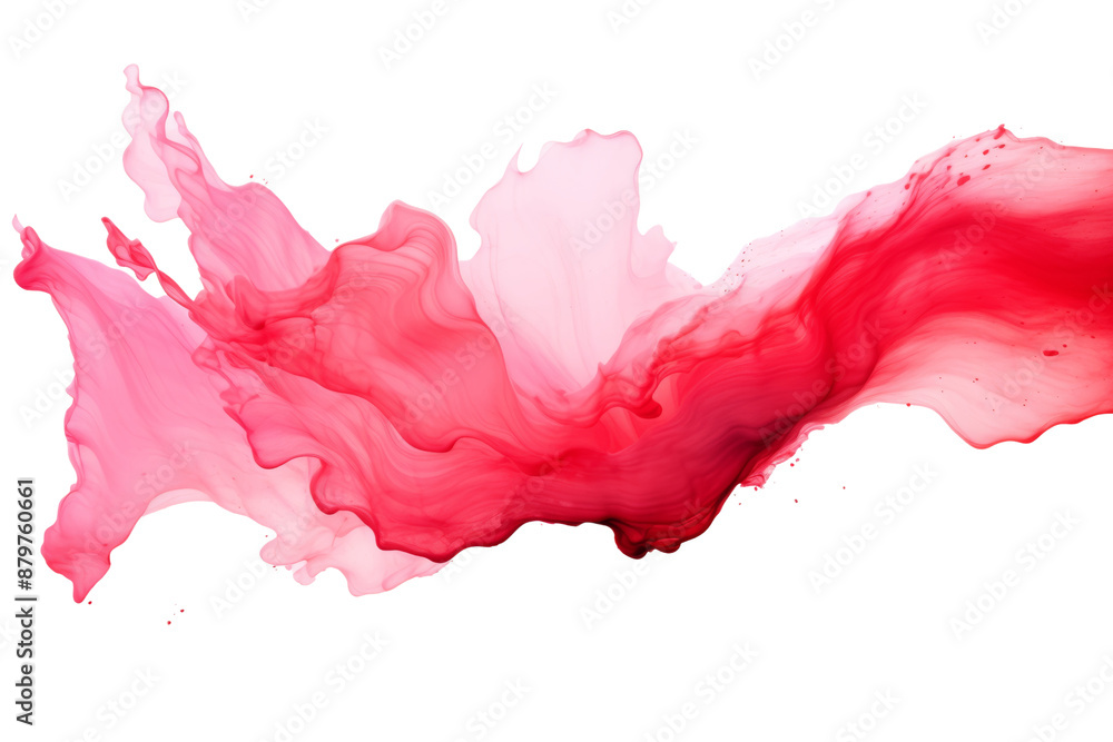 Poster dynamic stroke of pink and red paint, expressive design isolated on white background