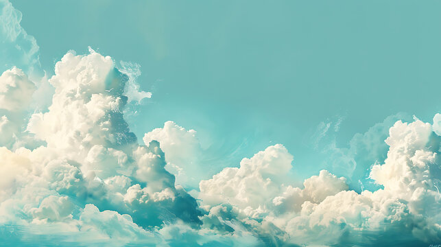 Light fluffy white clouds against a blue sky convey a sense of peace and tranquility.