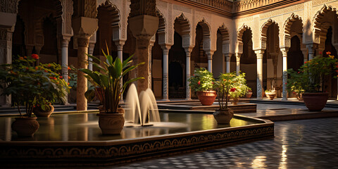 Intricate Moorish courtyard fountain.
