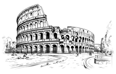 Plakat PNG Liner sketches Rome drawing architecture.