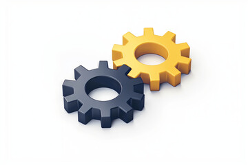 Gears - Graphic, Isometric, Business, Technology, Vector, Isolated, 3D, White Background