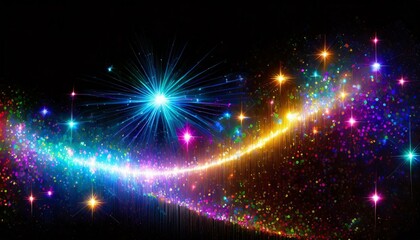 黒い背景、光る虹色のアクセント、くっきりと綺麗なアクセント、スタイリッシュに表現 Generated by AI