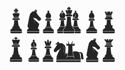 This image shows various chess pieces designed in different artistic styles on a plain white background, representing the diversity and cultural significance of chess through the ages.