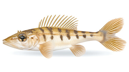 Striped Perch, side view, illustration.
