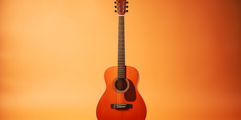 An acoustic guitar with a natural wooden finish and a warm, inviting glow, perfect for strumming your favorite tunes.