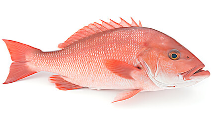 Red snapper fish isolated on white background, fresh seafood for healthy eating