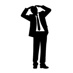 Business man icon. Male face silhouette  Vector illustration.