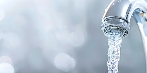 Leaking Faucet Close-Up Wasting Water with Isolated Background, No People. Concept Leaking Faucet Close-Up, Wasting Water, Isolated Background, No People