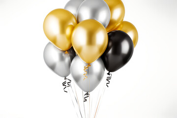 Elegant gold silver black balloons celebration party festive decor
