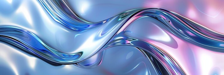 Fototapeta premium Abstract image with metallic blue and pink wave patterns, creating a futuristic and captivating design
