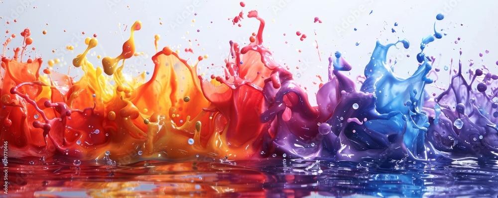 Poster a splash of paint on a canvas, its colors bleeding and blending into each other.