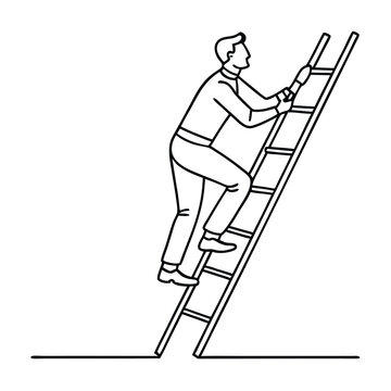 man climbing ladder black and white clip art preview