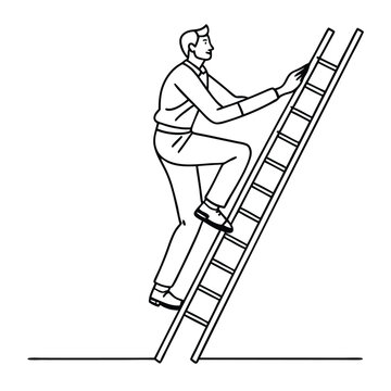 man climbing ladder black and white clip art preview