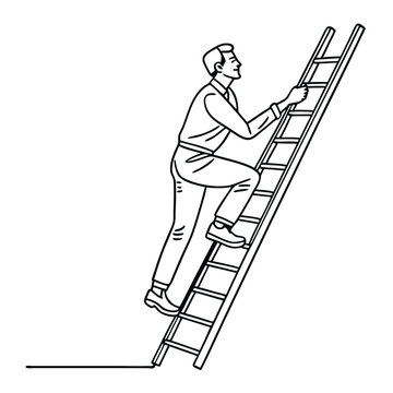 man climbing ladder black and white clip art preview