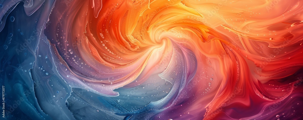 Poster a swirl of vibrant colors blending together, creating a mesmerizing pattern.