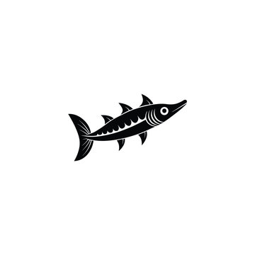 recommend clip art: barracuda fish sketch engraving vector silhouette