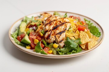 Delectable Grilled Chicken Taco Salad with Creamy Pepper-Jack Cheese
