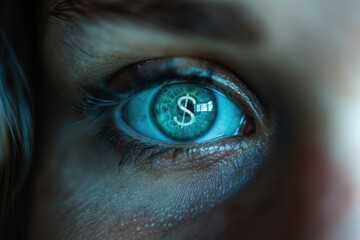 Close Up of an Eye with a Dollar Sign Reflection