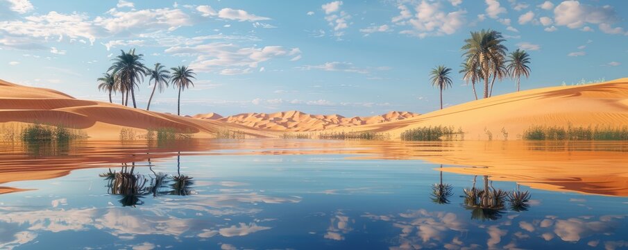 Mirage: Desert Oasis Illusion, 4K hyperrealistic photo