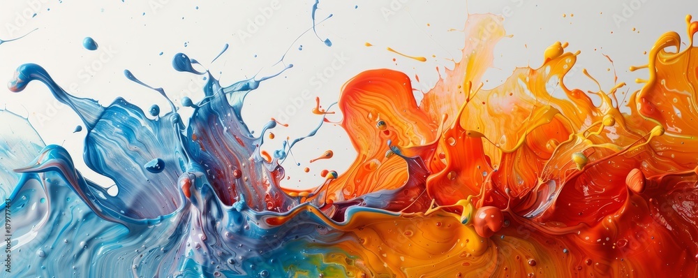 Poster a splash of paint on a canvas, its colors bleeding and blending into each other.