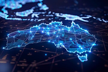 Digital map of Australia network and connectivity created with Generative AI
