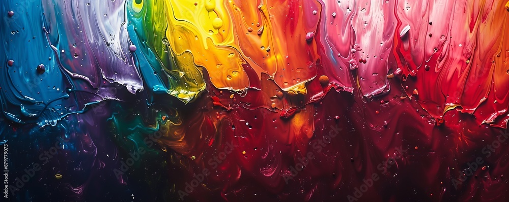 Poster a splash of paint on a canvas, its colors bleeding and blending into each other.
