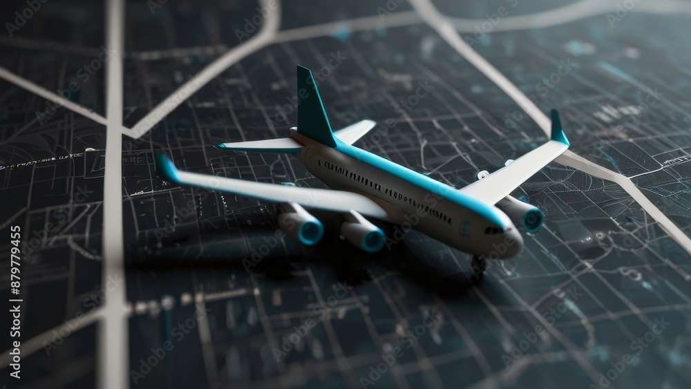 Poster a symbol that combines a map marker with an airplane image. this symbol is often used to represent a