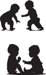 kids silhouette playing 