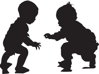 kids silhouette playing 