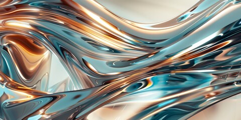 An intricate liquid metal design with smooth swirls and shiny reflections, giving a chic and futuristic vibe