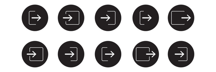 login icon. join membership vector icon set. inside entry approach collection. account access sign. indoor outdoor or doorway symbol.