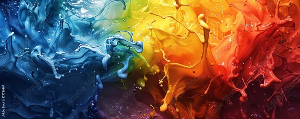 Poster a splash of paint on a canvas, its colors bleeding and blending into each other.