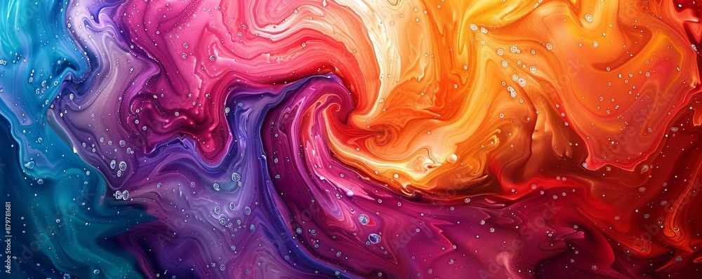 Poster a swirl of vibrant colors blending together, creating a mesmerizing pattern.
