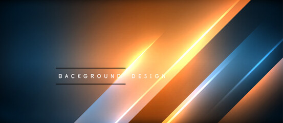 Neon dynamic diagonal light rays background. Techno digital geometric concept design for wallpaper, banner, presentation, background